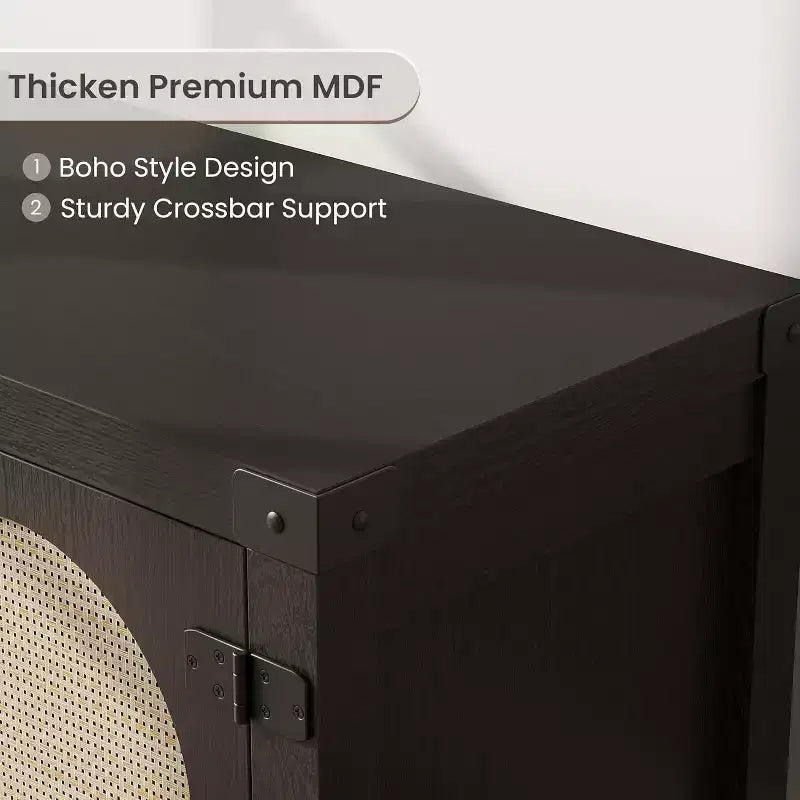 Mobile TV Boho da 59 - Porta Rattan per Centro di Intrattenimento con Ripiani Regolabili per TV da 65 pollici