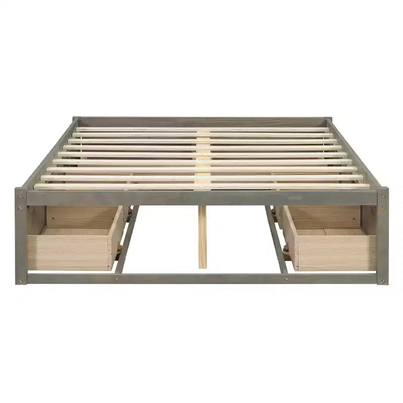 FAMYYT Letto Matrimoniale a Piattaforma in Legno con 6 Cassetti Contenitore, Facile da Montare