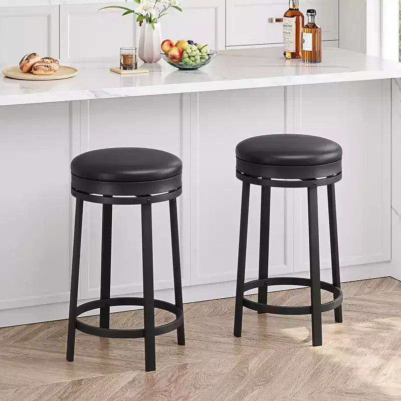 Sgabelli da Bar Girevoli Whizmax da 24'' con Poggiapiedi, Sgabelli da Bar Moderni ad Altezza Contatore con Rivestimento in Pelle PU e Struttura in Metallo per Isola da Cucina