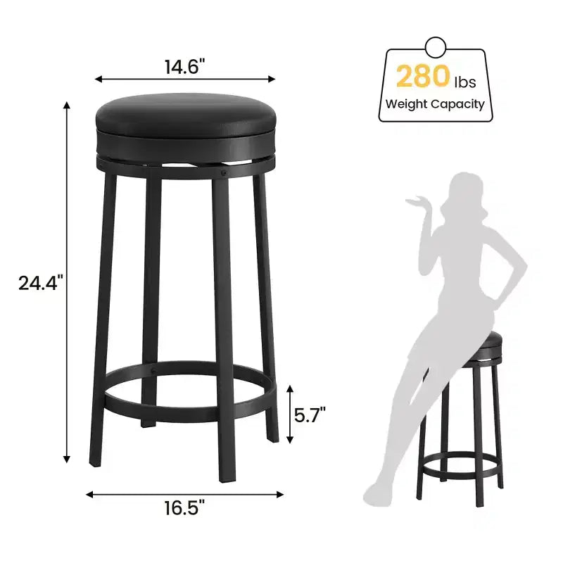 Sgabelli da Bar Girevoli Whizmax da 24'' con Poggiapiedi, Sgabelli da Bar Moderni ad Altezza Contatore con Rivestimento in Pelle PU e Struttura in Metallo per Isola da Cucina
