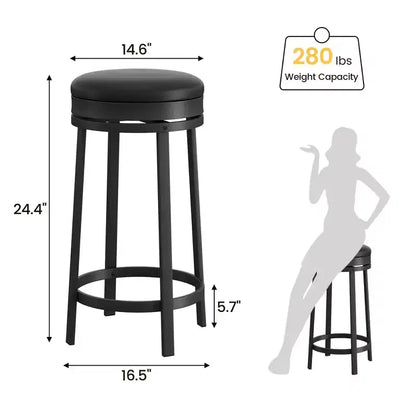 Sgabelli da Bar Girevoli Whizmax da 24'' con Poggiapiedi, Sgabelli da Bar Moderni ad Altezza Contatore con Rivestimento in Pelle PU e Struttura in Metallo per Isola da Cucina