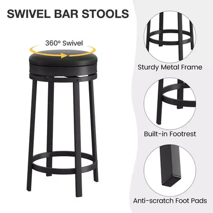Sgabelli da Bar Girevoli Whizmax da 24'' con Poggiapiedi, Sgabelli da Bar Moderni ad Altezza Contatore con Rivestimento in Pelle PU e Struttura in Metallo per Isola da Cucina