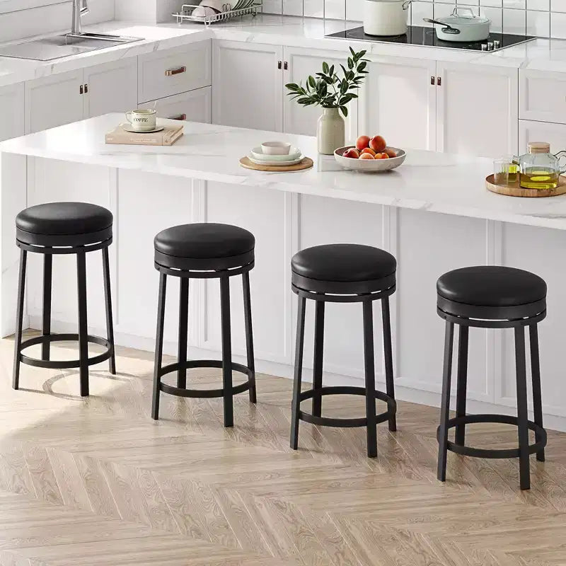 Sgabelli da Bar Girevoli Whizmax da 24'' con Poggiapiedi, Sgabelli da Bar Moderni ad Altezza Contatore con Rivestimento in Pelle PU e Struttura in Metallo per Isola da Cucina