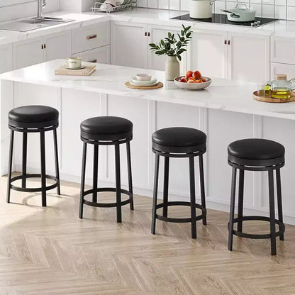 Sgabelli da Bar Girevoli Whizmax da 24'' con Poggiapiedi, Sgabelli da Bar Moderni ad Altezza Contatore con Rivestimento in Pelle PU e Struttura in Metallo per Isola da Cucina