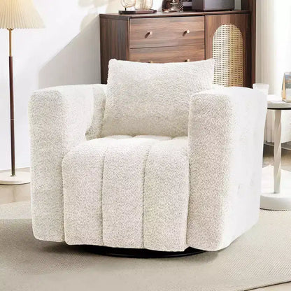 Sedia Girevole Hyleory con Telaio in Legno e Rivestimento in Tessuto Morbido, Rotazione a 360°, Design Ergonomico Confortevole per Salotto e Ufficio