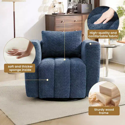 Sedia Girevole Hyleory con Telaio in Legno e Rivestimento in Tessuto Morbido, Rotazione a 360°, Design Ergonomico Confortevole per Salotto e Ufficio