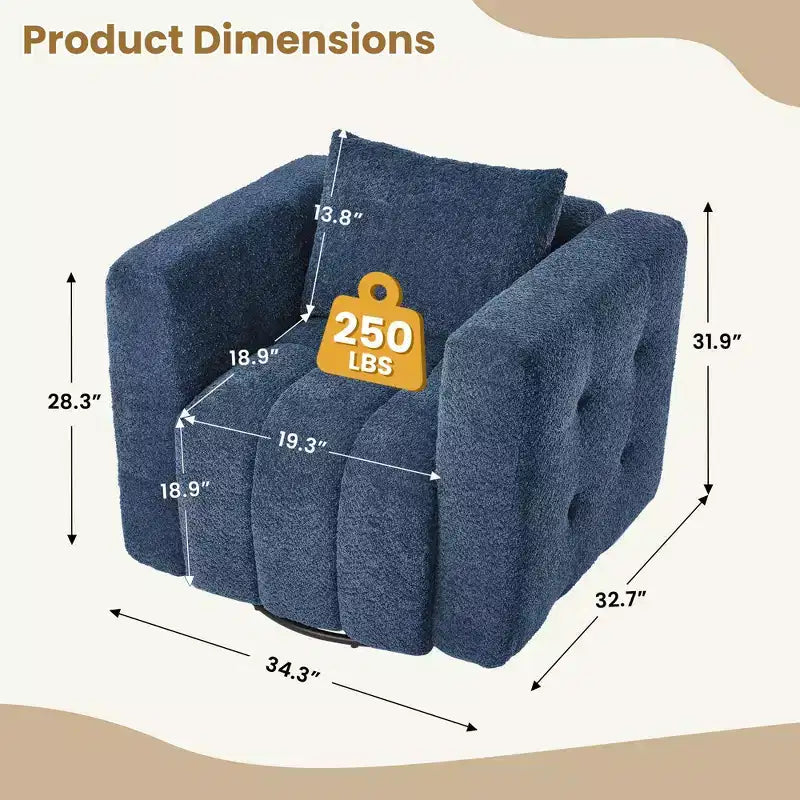 Sedia Girevole Hyleory con Telaio in Legno e Rivestimento in Tessuto Morbido, Rotazione a 360°, Design Ergonomico Confortevole per Salotto e Ufficio