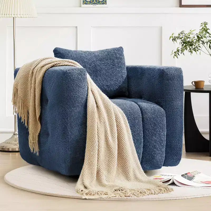 Sedia Girevole Hyleory con Telaio in Legno e Rivestimento in Tessuto Morbido, Rotazione a 360°, Design Ergonomico Confortevole per Salotto e Ufficio