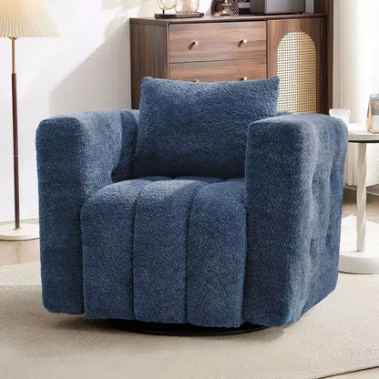 Sedia Girevole Hyleory con Telaio in Legno e Rivestimento in Tessuto Morbido, Rotazione a 360°, Design Ergonomico Confortevole per Salotto e Ufficio