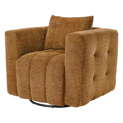 Sedia Girevole Hyleory con Telaio in Legno e Rivestimento in Tessuto Morbido, Rotazione a 360°, Design Ergonomico Confortevole per Salotto e Ufficio
