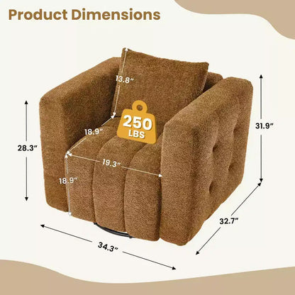 Sedia Girevole Hyleory con Telaio in Legno e Rivestimento in Tessuto Morbido, Rotazione a 360°, Design Ergonomico Confortevole per Salotto e Ufficio