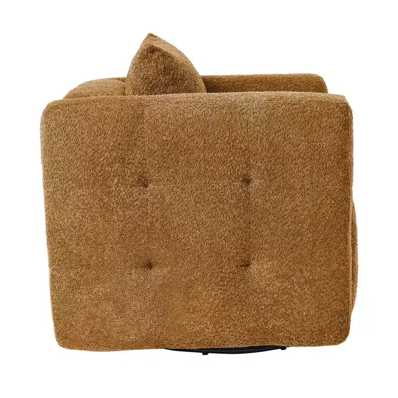 Sedia Girevole Hyleory con Telaio in Legno e Rivestimento in Tessuto Morbido, Rotazione a 360°, Design Ergonomico Confortevole per Salotto e Ufficio
