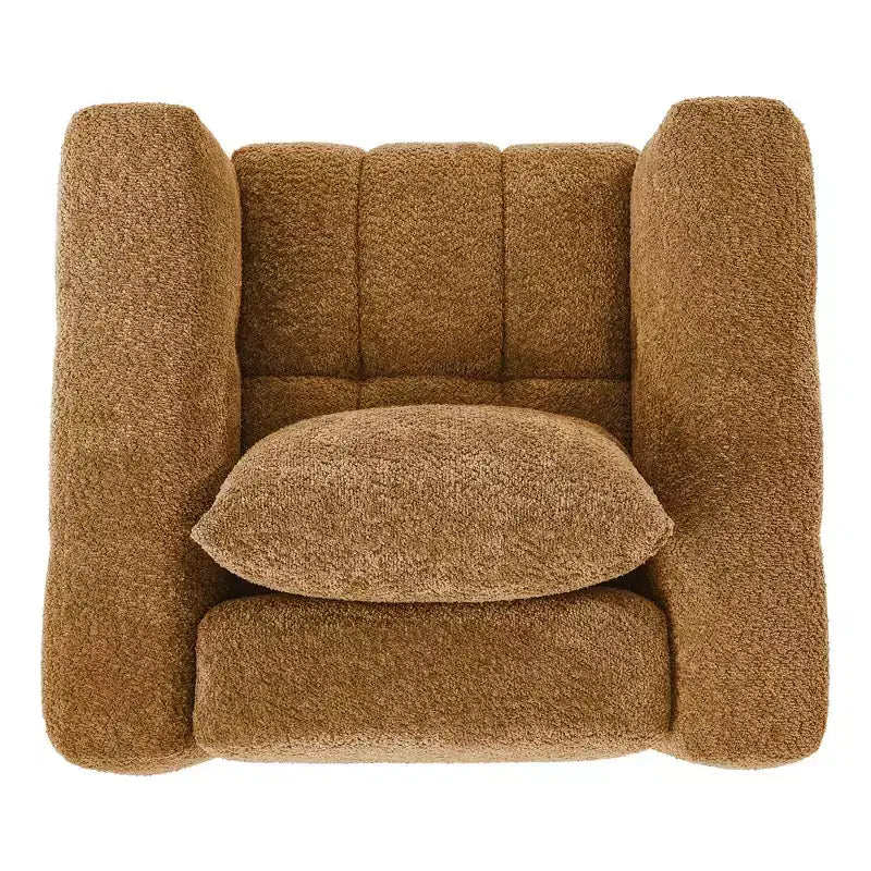 Sedia Girevole Hyleory con Telaio in Legno e Rivestimento in Tessuto Morbido, Rotazione a 360°, Design Ergonomico Confortevole per Salotto e Ufficio