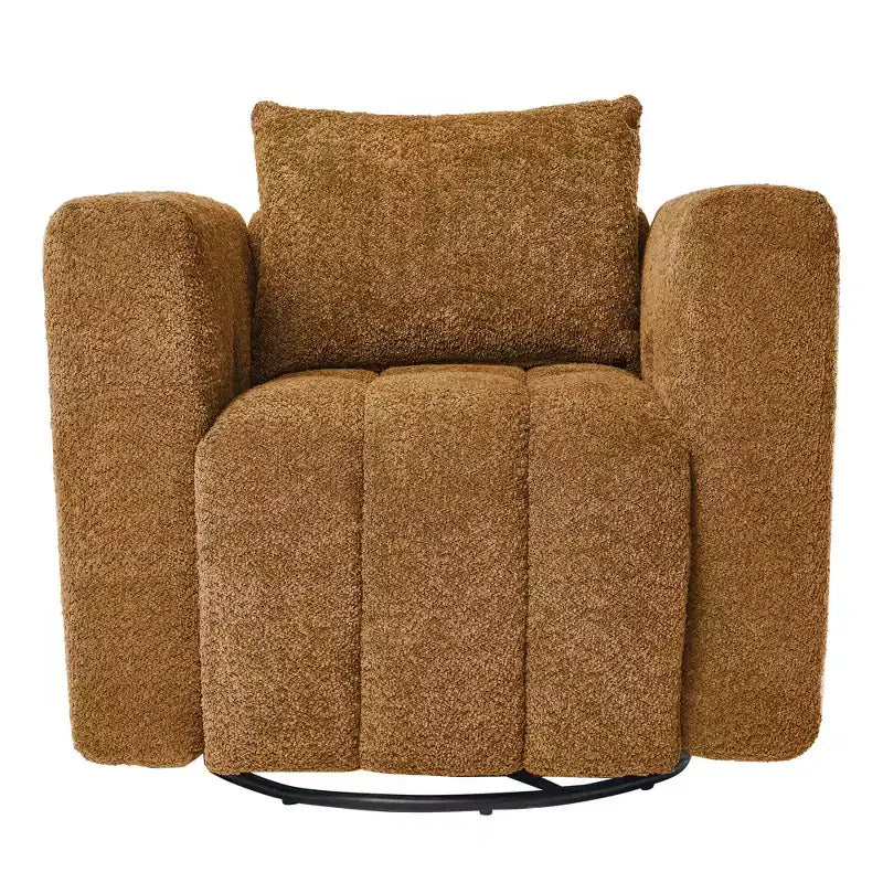 Sedia Girevole Hyleory con Telaio in Legno e Rivestimento in Tessuto Morbido, Rotazione a 360°, Design Ergonomico Confortevole per Salotto e Ufficio