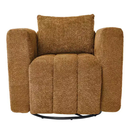 Sedia Girevole Hyleory con Telaio in Legno e Rivestimento in Tessuto Morbido, Rotazione a 360°, Design Ergonomico Confortevole per Salotto e Ufficio