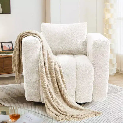 Sedia Girevole Hyleory con Telaio in Legno e Rivestimento in Tessuto Morbido, Rotazione a 360°, Design Ergonomico Confortevole per Salotto e Ufficio