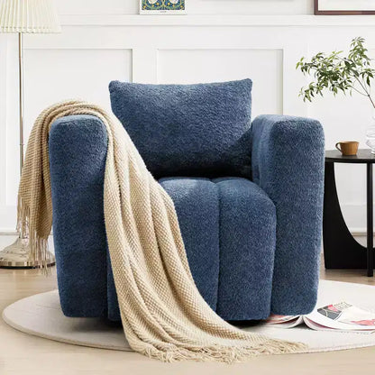 Sedia Girevole Hyleory con Telaio in Legno e Rivestimento in Tessuto Morbido, Rotazione a 360°, Design Ergonomico Confortevole per Salotto e Ufficio