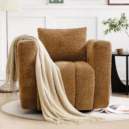 Sedia Girevole Hyleory con Telaio in Legno e Rivestimento in Tessuto Morbido, Rotazione a 360°, Design Ergonomico Confortevole per Salotto e Ufficio