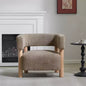 Christopher Knight Home Bram Rubberwood Boucle Upholstered Accent Arm Chair with Open Curved Back