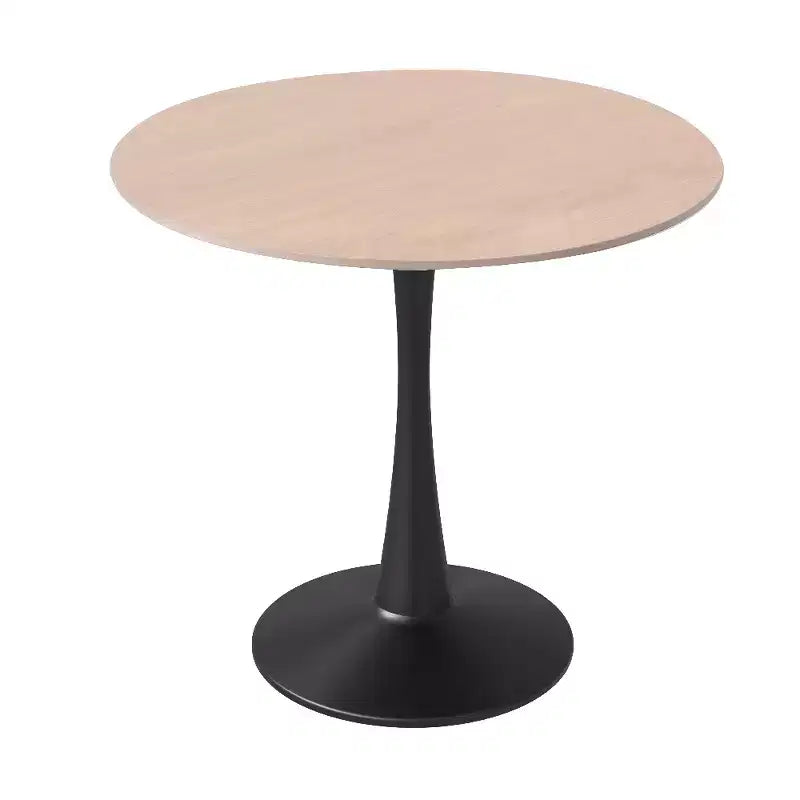 LeisureMod Bristol, tavolo da pranzo rotondo da 27 pollici, piano in pietra sinterizzata, base a piedistallo in acciaio nero, tavolino da caffè accentato per cucina e piccoli spazi