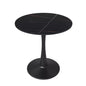 LeisureMod Bristol 27 Round Dining Table  Sintered Stone Top, Black Steel Pedestal Base, Accent Caf Table for Kitchen & Small Spaces