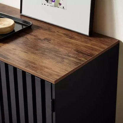Cassettiera Okak Chic con 3/6 Cassetti, Comò in Stile Moderno per Soggiorno, Ingresso, Griglia a Doghe e Gambe in Metallo, Nero e Marrone
