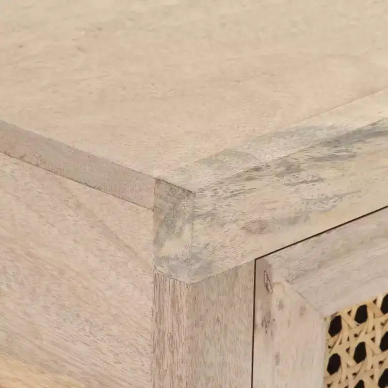 vidaXL Tavolo Consolle 100x35x76 cm Legno Massello di Mango e Rattan Naturale