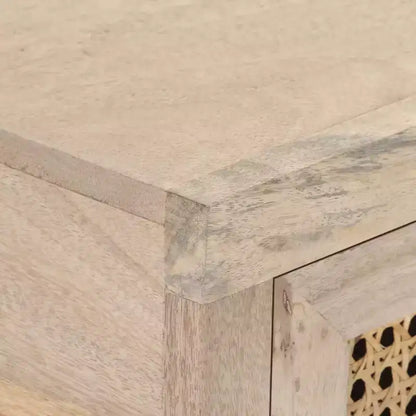 vidaXL Tavolo Consolle 100x35x76 cm Legno Massello di Mango e Rattan Naturale