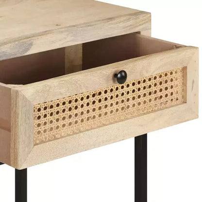 vidaXL Tavolo Consolle 100x35x76 cm Legno Massello di Mango e Rattan Naturale