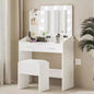 Moderna toletta trucco con specchio, luci integrate, 4 cassetti, pomelli a sfera di cristallo, presa di corrente, scrivania trucco bianca per camera da letto