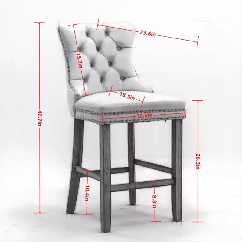 CLIHOME Set di 2 Sgabelli da Bar, Sgabelli da Bar Contemporanei Rivestiti in Velluto con Decorazione Capitonnè e Gambe in Legno
