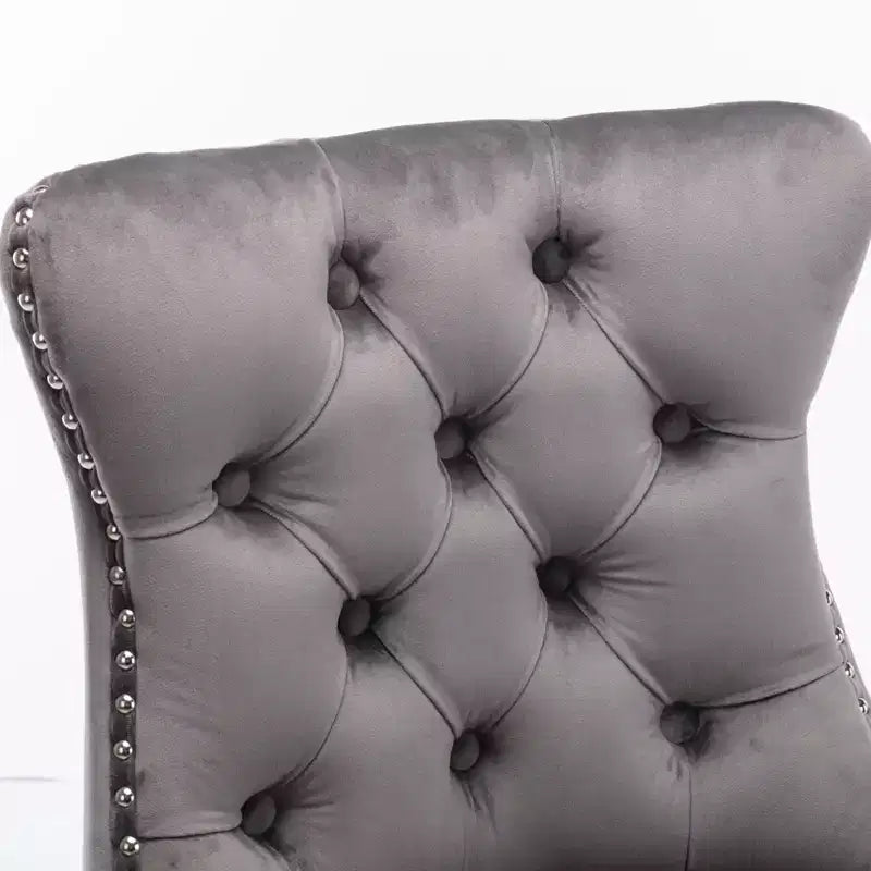 CLIHOME Set di 2 Sgabelli da Bar, Sgabelli da Bar Contemporanei Rivestiti in Velluto con Decorazione Capitonnè e Gambe in Legno