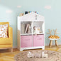 Libreria a Casetta per Bambini con Contenitore, Scaffale per Bambini, Organizzatore Espositivo a 2 Livelli con 2 Cassetti in Tessuto Pieghevoli per Camera da Letto di Bambini e Bambine