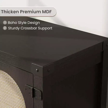 Mobile TV Boho da 59 - Porta Rattan per Centro di Intrattenimento con Ripiani Regolabili per TV da 65 pollici