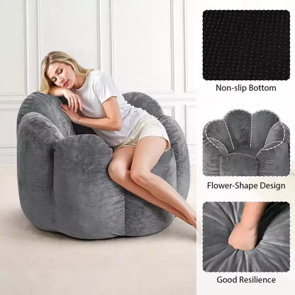 Hommpa Pouf a sacco a forma di fiore da 3 piedi in velluto olandese con memory foam, comoda seduta lounge per tutte le età