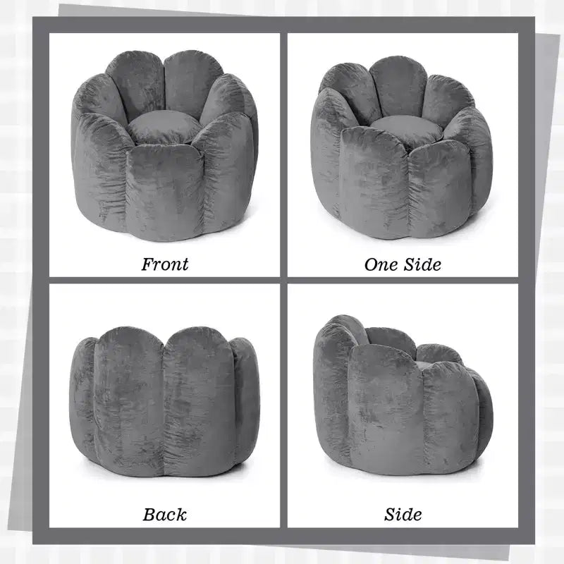 Hommpa Pouf a sacco a forma di fiore da 3 piedi in velluto olandese con memory foam, comoda seduta lounge per tutte le età