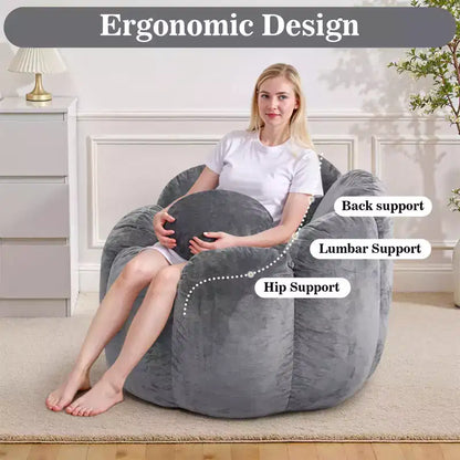 Hommpa Pouf a sacco a forma di fiore da 3 piedi in velluto olandese con memory foam, comoda seduta lounge per tutte le età