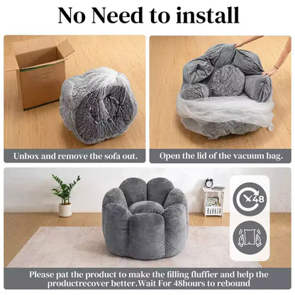 Hommpa Pouf a sacco a forma di fiore da 3 piedi in velluto olandese con memory foam, comoda seduta lounge per tutte le età