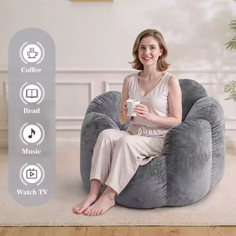 Hommpa Pouf a sacco a forma di fiore da 3 piedi in velluto olandese con memory foam, comoda seduta lounge per tutte le età