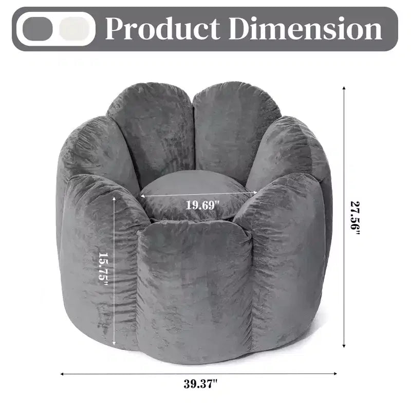 Hommpa Pouf a sacco a forma di fiore da 3 piedi in velluto olandese con memory foam, comoda seduta lounge per tutte le età