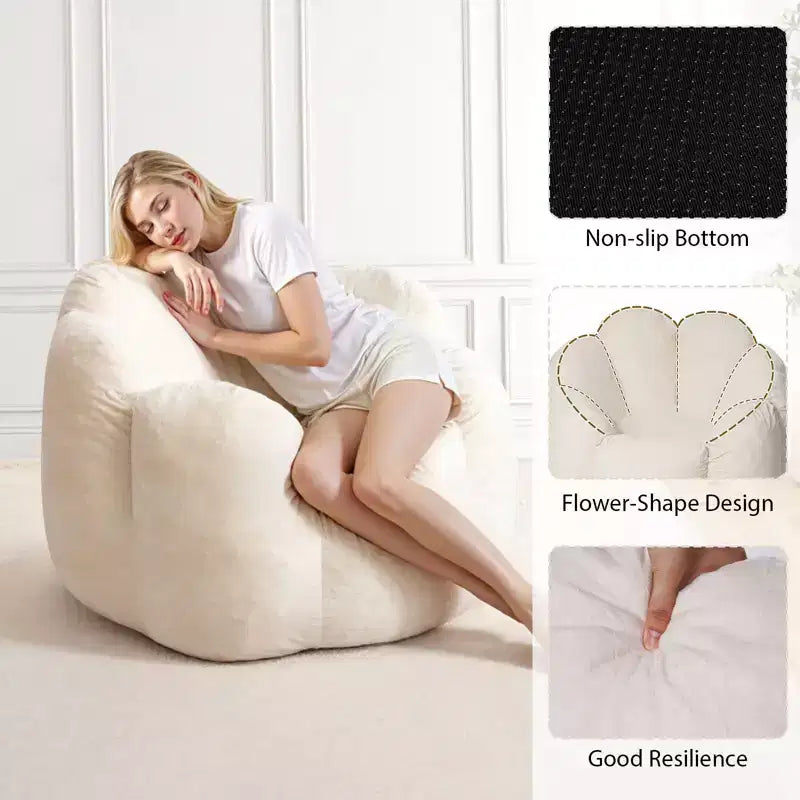 Hommpa Pouf a sacco a forma di fiore da 3 piedi in velluto olandese con memory foam, comoda seduta lounge per tutte le età