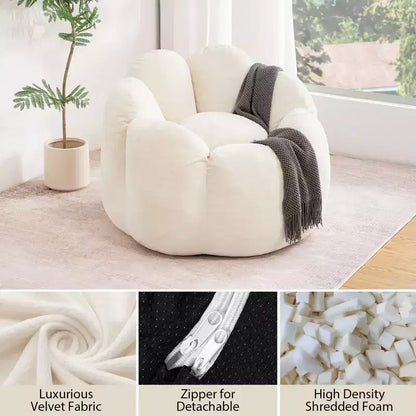 Hommpa Pouf a sacco a forma di fiore da 3 piedi in velluto olandese con memory foam, comoda seduta lounge per tutte le età