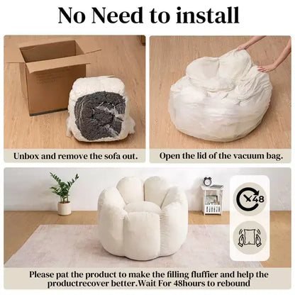 Hommpa Pouf a sacco a forma di fiore da 3 piedi in velluto olandese con memory foam, comoda seduta lounge per tutte le età