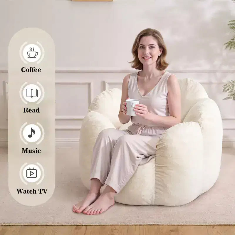 Hommpa Pouf a sacco a forma di fiore da 3 piedi in velluto olandese con memory foam, comoda seduta lounge per tutte le età