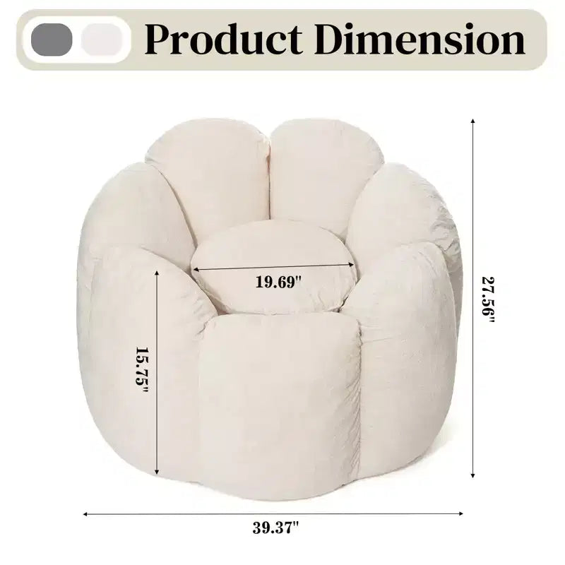 Hommpa Pouf a sacco a forma di fiore da 3 piedi in velluto olandese con memory foam, comoda seduta lounge per tutte le età