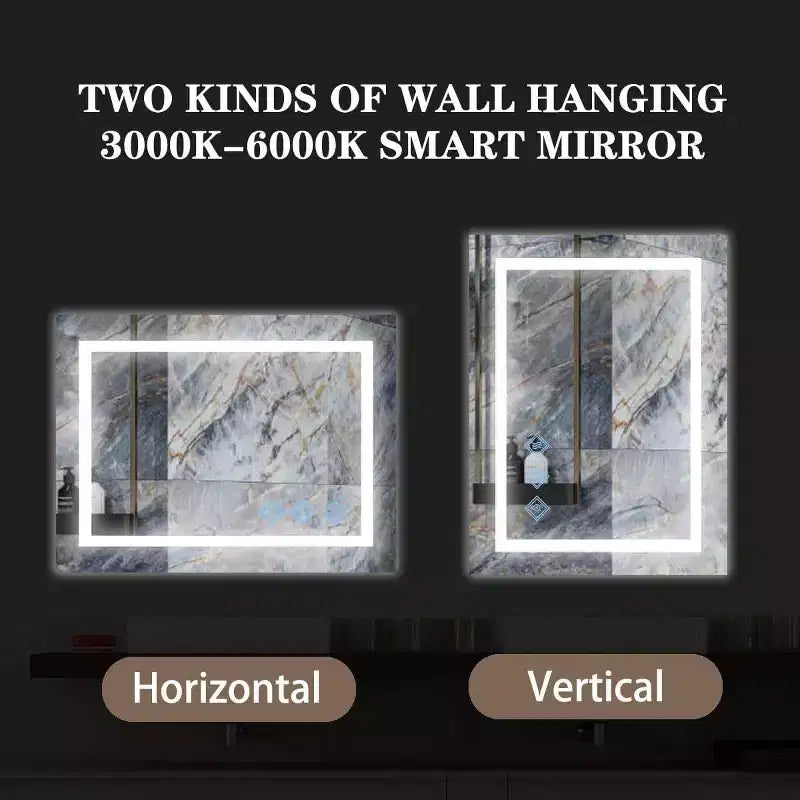 Specchio da Bagno Acekool 32 x 24 Pollici, Specchio da Parete con Dimmer Tattile, Memoria Intelligente, Antiappannamento e Impermeabilità IP54