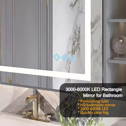 Specchio da Bagno Acekool 32 x 24 Pollici, Specchio da Parete con Dimmer Tattile, Memoria Intelligente, Antiappannamento e Impermeabilità IP54