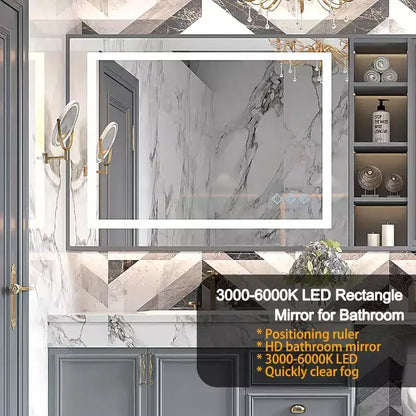 Specchio da Bagno Acekool 32 x 24 Pollici, Specchio da Parete con Dimmer Tattile, Memoria Intelligente, Antiappannamento e Impermeabilità IP54