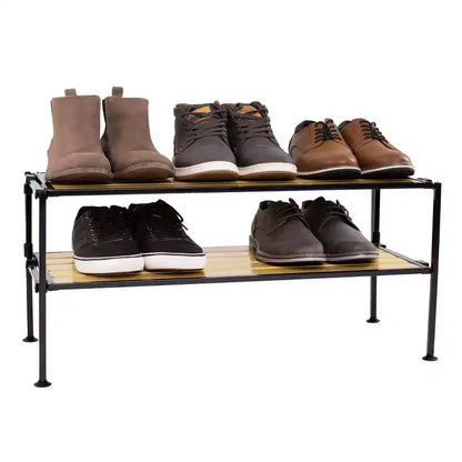 Scarpiera impilabile a 2 livelli per 6 paia, in resina nera Aspen, di Seville Classics