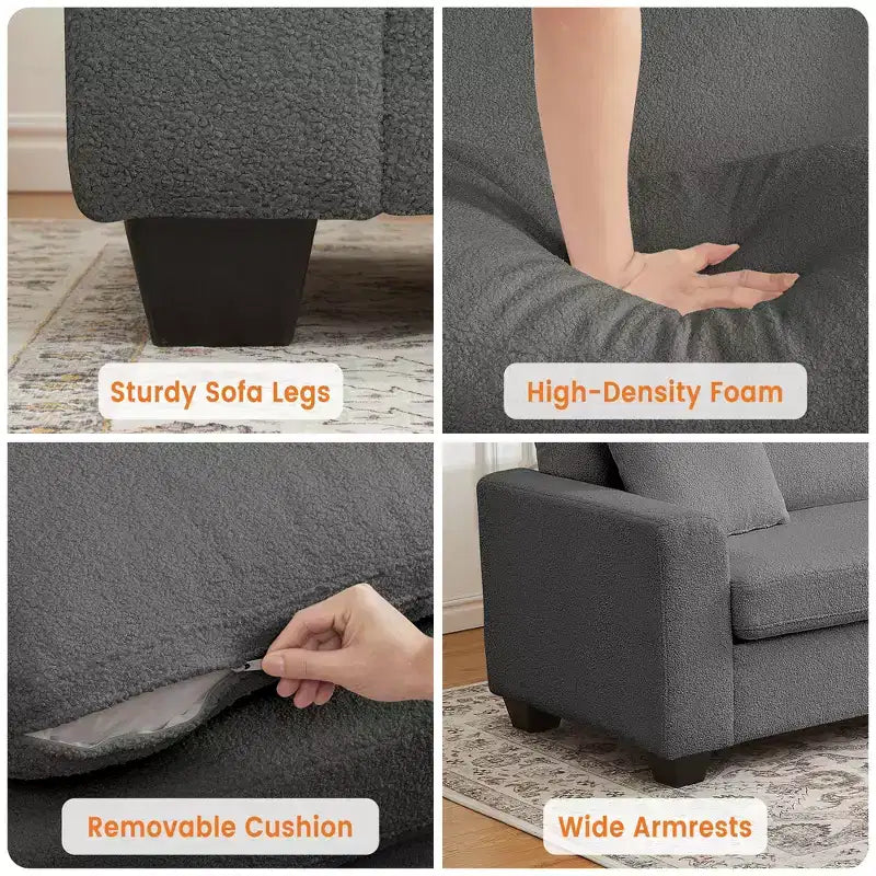 Divano moderno da 83 pollici, divano a 3 posti con braccioli larghi, divano con seduta profonda, divano imbottito comodo per soggiorno, camera da letto, ufficio